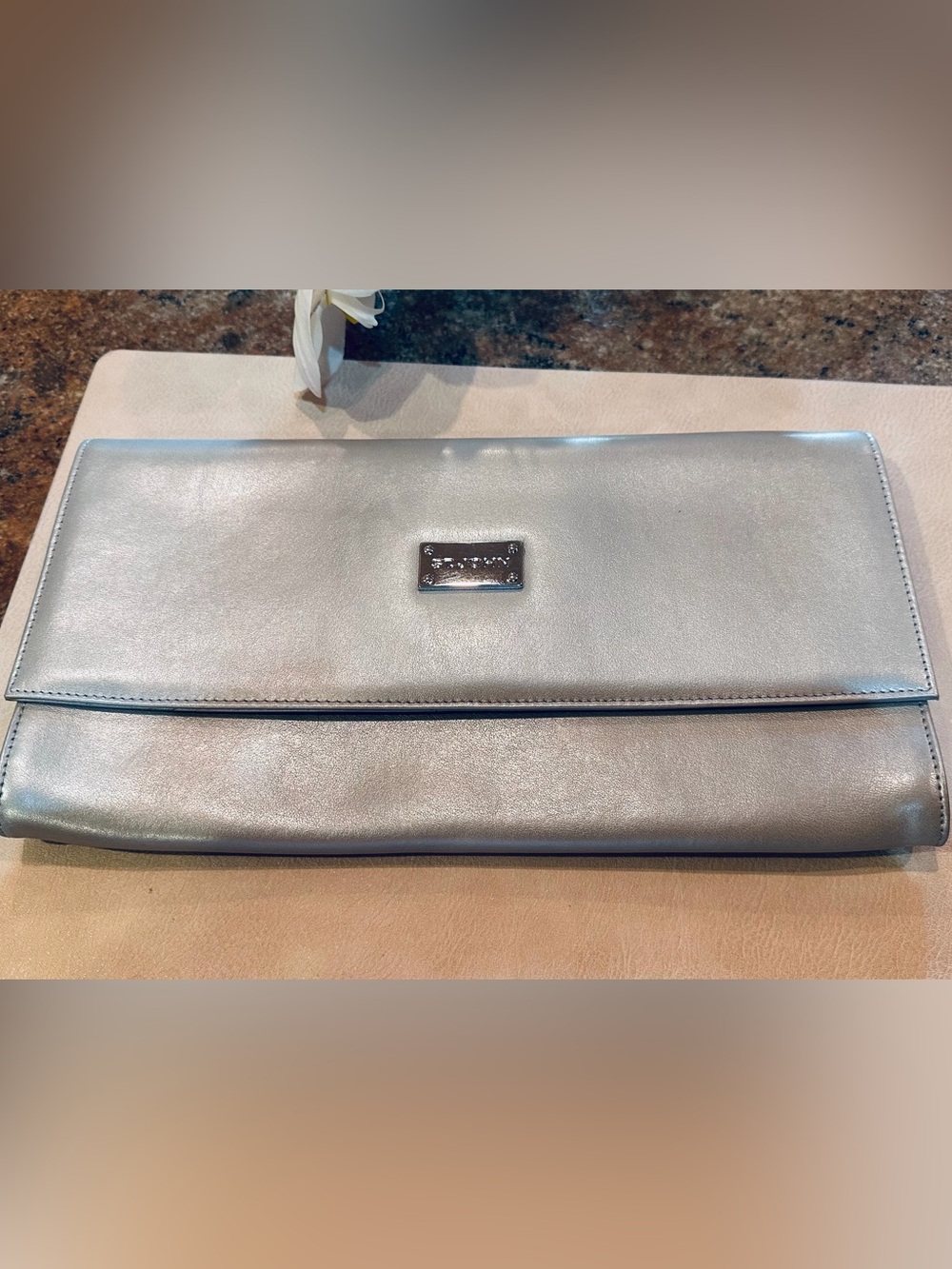 St. John Silver Beautiful leather bag for a party Silver color.
